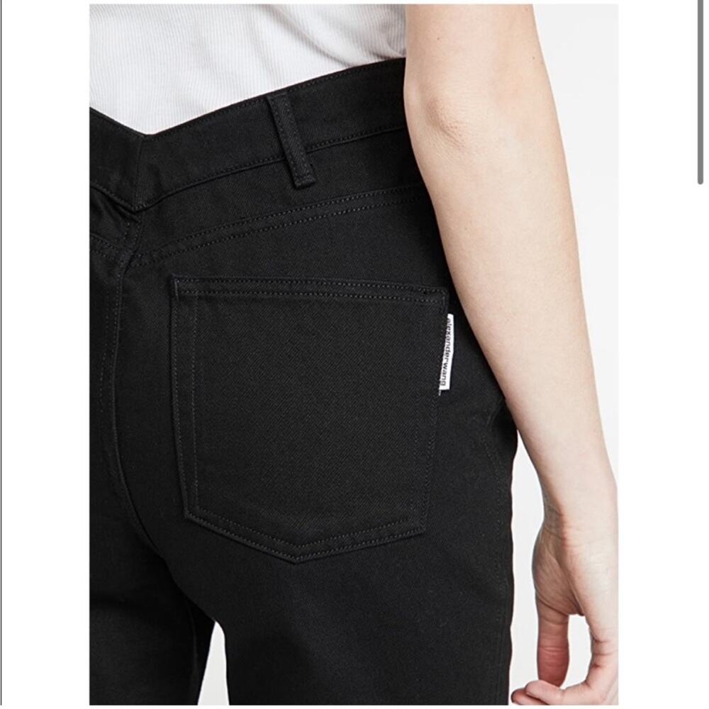 Alexander Wang Womens High Rise Dipped Back Distressed Knee Black Jeans 27 - Picture 5 of 12